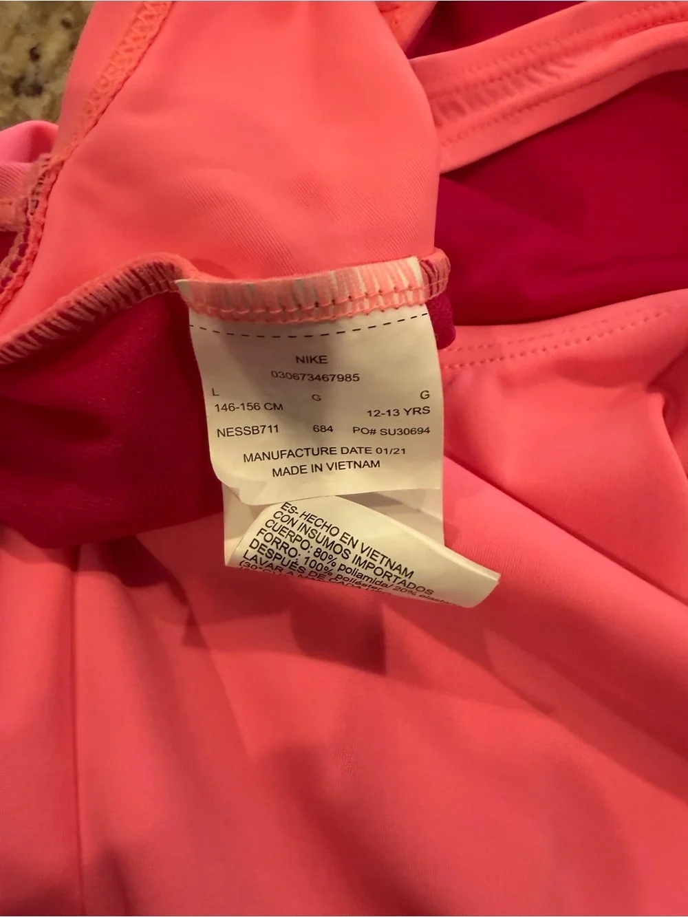 Nike Girls Hot Pink Racerback One-Piece Swim Suit